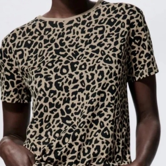 Zara Tops - Zara Women’s Pullover Short Sleeves Leopard Print Tee Size Small.